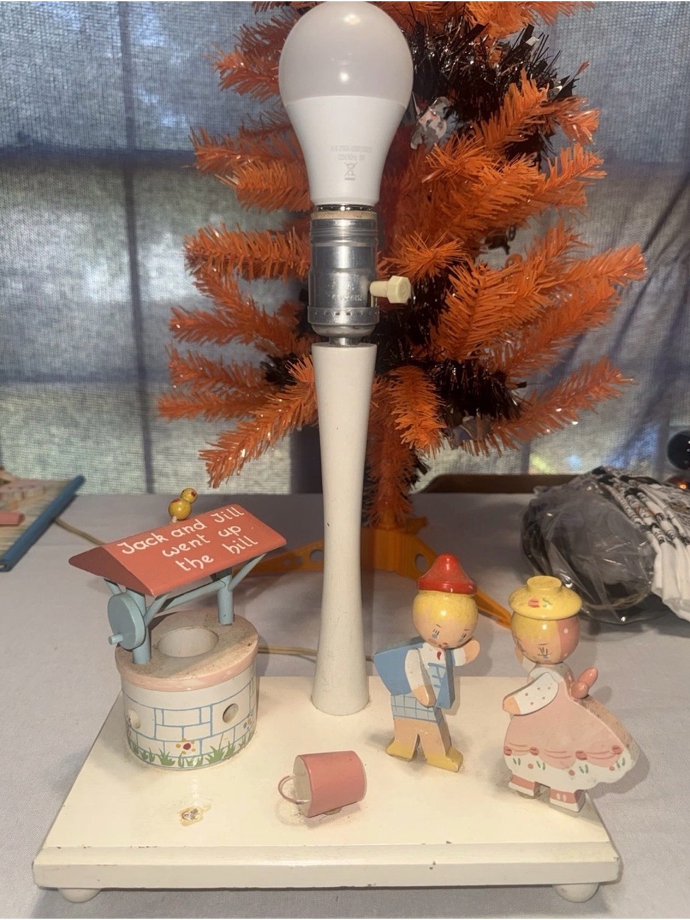 Nursery Lamp Jack & Jill Nursery Lamp Wooden Table Light Nightlight Works As Is